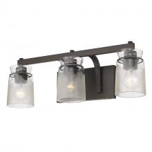  1405-BA3 RBZ-CAG - Travers 3 Light Bath Vanity in Rubbed Bronze with Clear Artisan Glass Shade